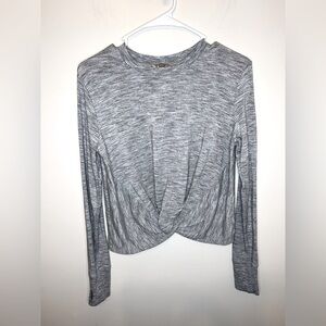 ATHLETA Essence Twist Front Long Sleeve Top XS Gray Heather modal stretch EUC